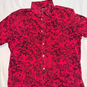 Murano - Men’s Button Up Floral Shirt Red